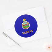 Sticker Rond Drapeau de l'État du Kansas (Enveloppe)