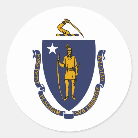Sticker Rond Drapeau de l'État du Massachusetts (Devant)