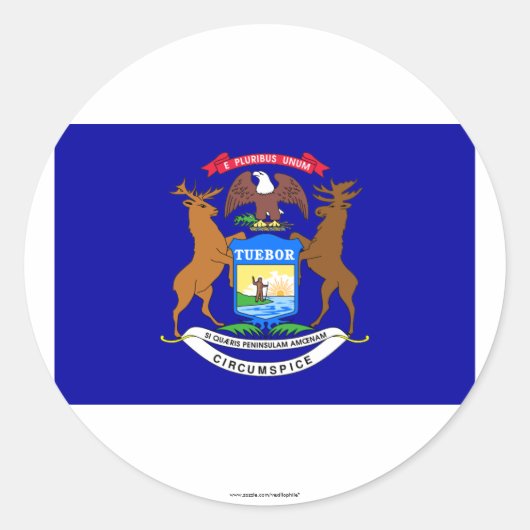 Sticker Rond Drapeau de l'État du Michigan (Devant)