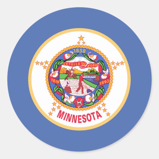 Sticker Rond Drapeau de l'État du Minnesota (Devant)