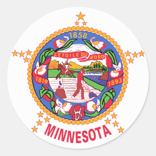 Sticker Rond Drapeau de l'État du Minnesota (Devant)