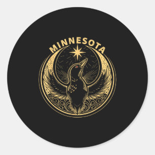 Sticker Rond Drapeau de l'État du Minnesota nouveau fou lunatiq