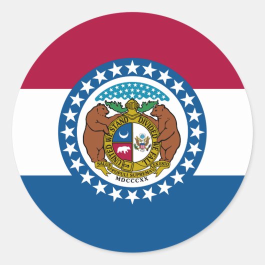 Sticker Rond Drapeau de l'État du Missouri (Devant)