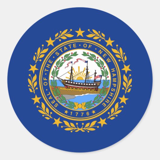 Sticker Rond Drapeau de l'État du New Hampshire (Devant)