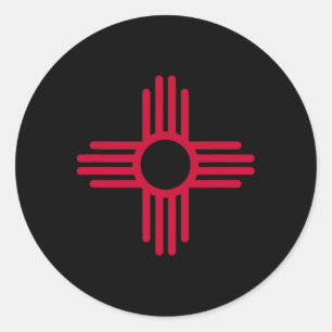 Sticker Rond Drapeau de l'État du Nouveau-Mexique Symbole Zia D