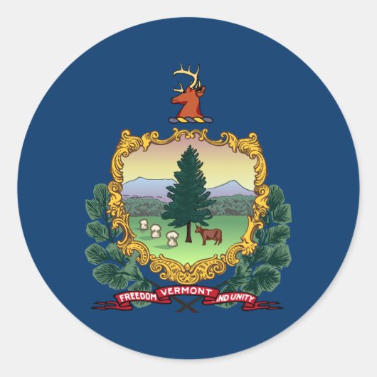 Sticker Rond Drapeau de l'État du Vermont (Devant)
