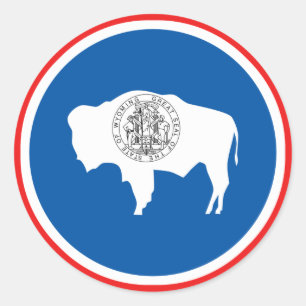 Sticker Rond Drapeau de l'État du Wyoming