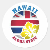 Sticker Rond Drapeau de l'État HAWAI ALOHA (Devant)