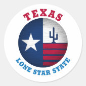 STICKER ROND DRAPEAU DE L'ÉTAT LONE STAR DU TEXAS (Devant)