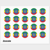 Sticker Rond Drapeau de l'Éthiopie (Feuille)