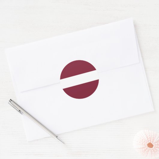 Sticker Rond Drapeau de Lettonie (Enveloppe)