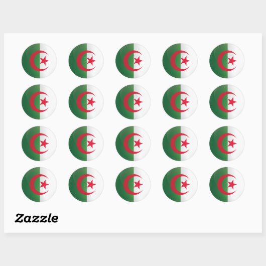 Sticker Rond Drapeau de l'icône ronde Algérie (Feuille)