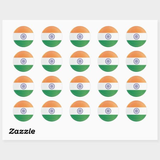 Sticker Rond Drapeau de l'icône ronde indienne (Feuille)