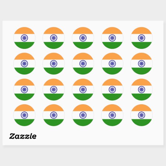 Sticker Rond Drapeau de l'Inde (Feuille)