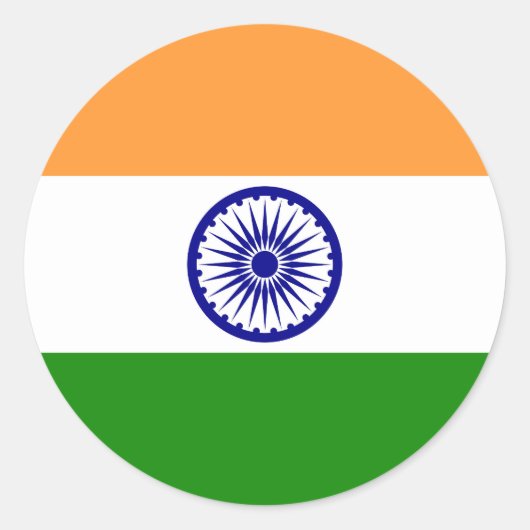 Sticker Rond Drapeau de l'Inde (Devant)