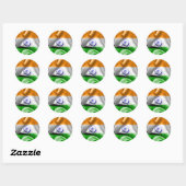 Sticker Rond Drapeau de l'Inde (Feuille)