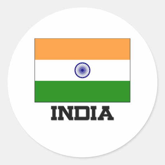 Sticker Rond Drapeau de l'Inde (Devant)