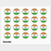 Sticker Rond Drapeau de l'Inde (Feuille)