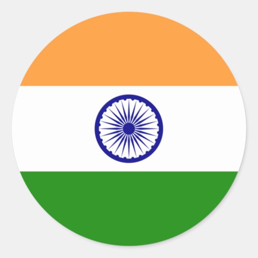 Sticker Rond Drapeau de l'Inde (Devant)