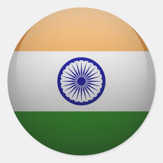 Sticker Rond Drapeau de l'Inde (Devant)