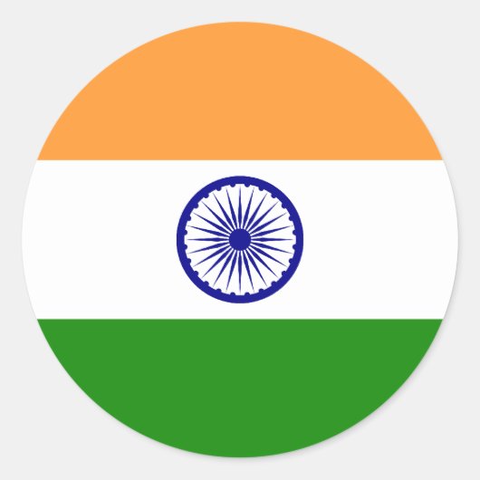 Sticker Rond Drapeau de l'Inde (Devant)