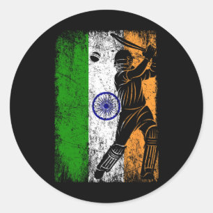 Sticker Rond Drapeau de l'Inde Maillot de cricket indien Fan Jo