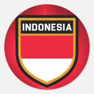 Sticker Rond Drapeau de l'Indonésie