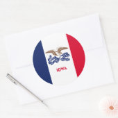 Sticker Rond Drapeau de l'Iowa (Enveloppe)