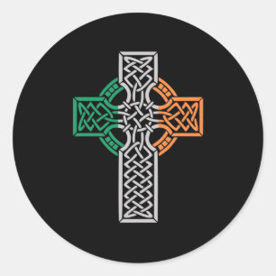 Sticker Rond Drapeau de l'Irlande de croix celtique
