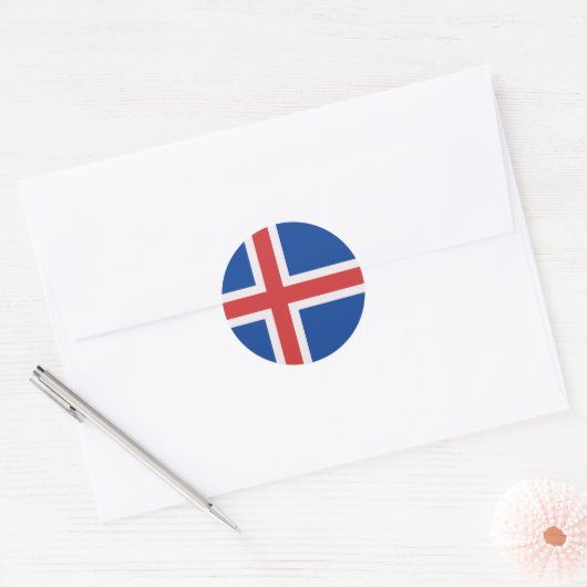 Sticker Rond Drapeau de l'Islande (Enveloppe)