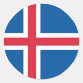 Sticker Rond Drapeau de l'Islande (Devant)