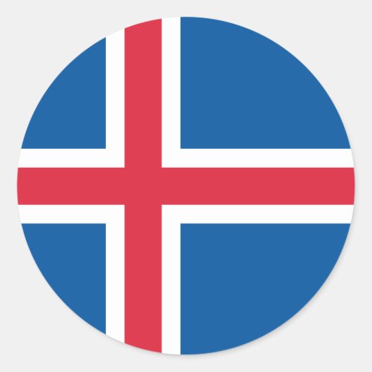 Sticker Rond Drapeau de l'Islande (Devant)