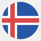 Sticker Rond Drapeau de l'Islande (Devant)