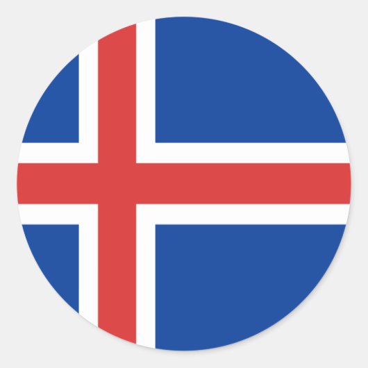 Sticker Rond Drapeau de l'Islande (Devant)