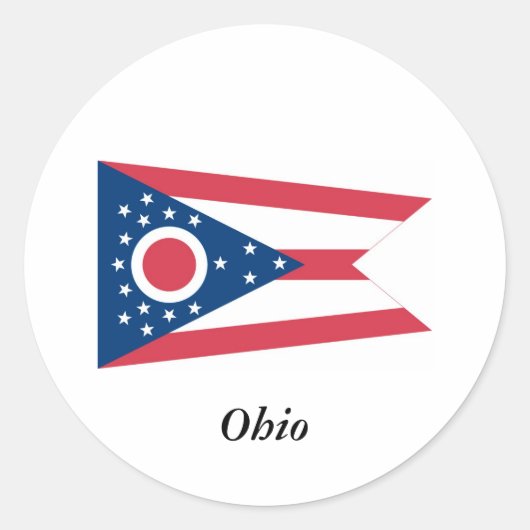 Sticker Rond Drapeau de l'Ohio (Devant)