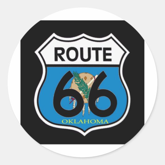 Sticker Rond Drapeau de l'Oklahoma Route 66 Shield (Devant)