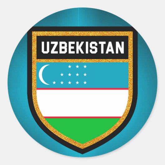 Sticker Rond Drapeau de l'Ouzbékistan (Devant)