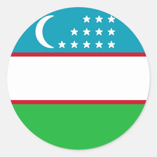 Sticker Rond Drapeau de l'Ouzbékistan (Devant)