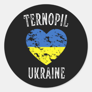 Sticker Rond Drapeau de l'Ukraine Cœur Ville de Ternopil