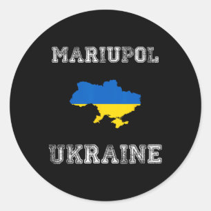 Sticker Rond Drapeau de l'Ukraine en détresse Fierté de Marioup