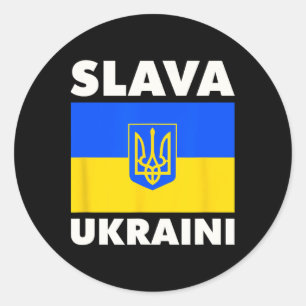 Sticker Rond Drapeau de l'Ukraine Fierté du pays Slava Ukraini