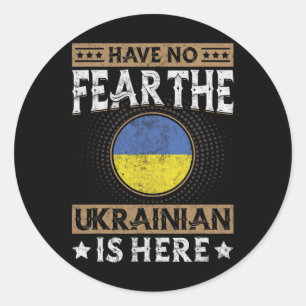 Sticker Rond Drapeau de l'Ukraine Ukrainiens fiers Hommes et Fe