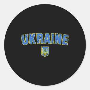 Sticker Rond Drapeau de l'Ukraine Vintage Hommes Femmes Enfants