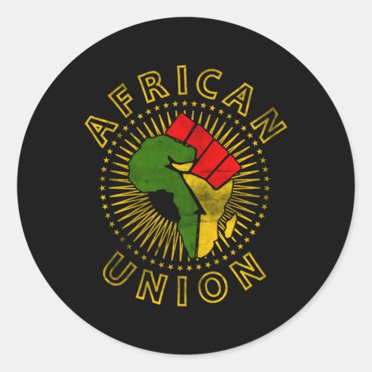 Sticker Rond Drapeau de l'Union Africaine Levée Premier Afrique (Devant)