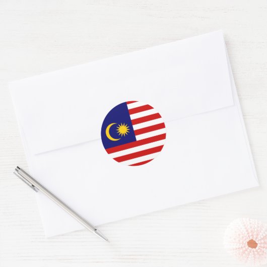 Sticker Rond Drapeau de Malaisie (Enveloppe)