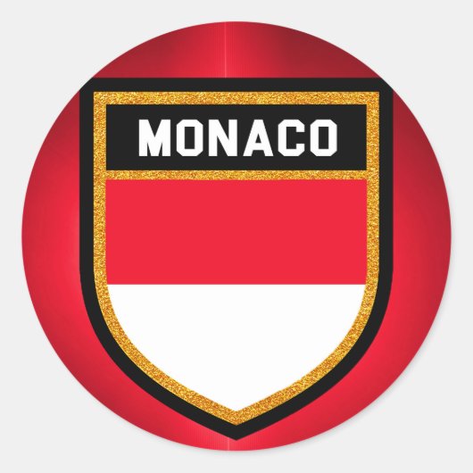 Sticker Rond Drapeau de Monaco (Devant)
