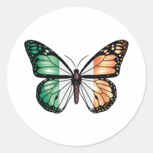Sticker Rond Drapeau de monarque papillon d'Irlande