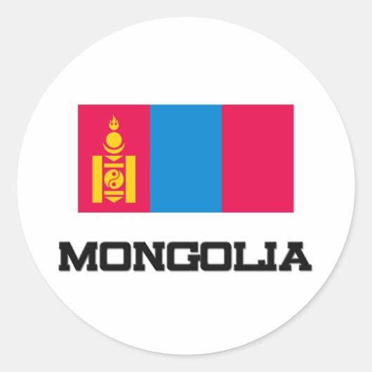 Sticker Rond Drapeau de Mongolie (Devant)