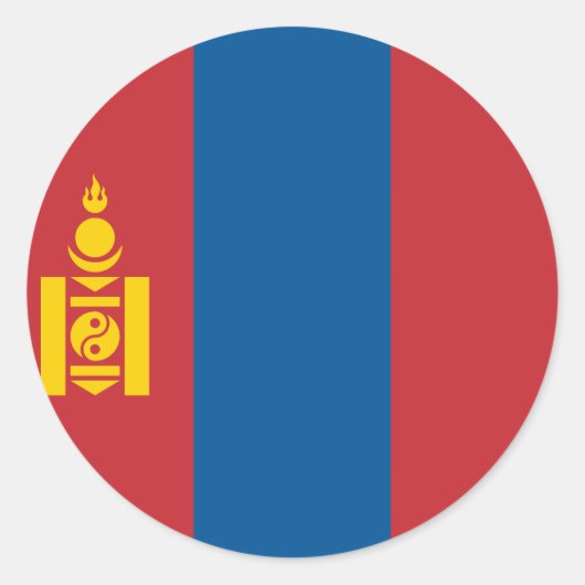 Sticker Rond Drapeau de Mongolie (Mongol) (Devant)