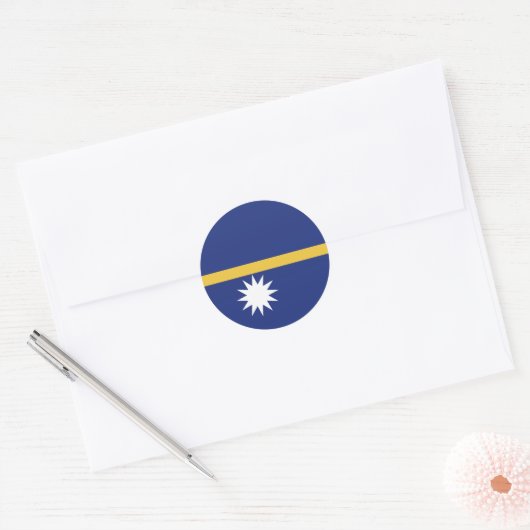 Sticker Rond Drapeau de Nauru (Enveloppe)